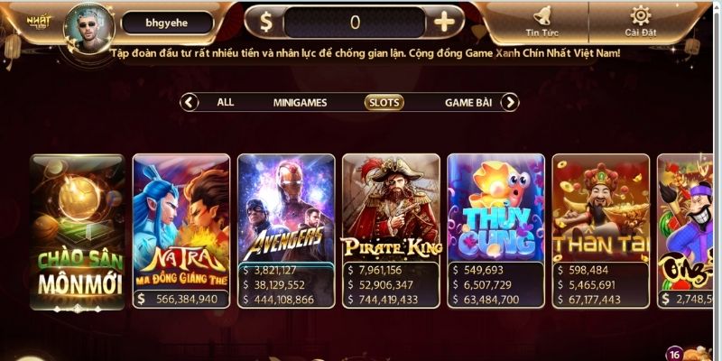 Khám phá sảnh nổ hũ tại nhà cái tặng tiền Nhatvip